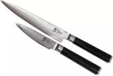 KAI Shun Classic Juego de cuchillos de chef japonés 2 piezas - Cuchillo multiusos con hoja de 15 cm + Cuchillo de oficina con hoja de 9 cm - Cuchillo de Damasco de 32 capas con núcleo VG MAX - 61 HRC