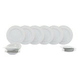 Juego de manteles individuales de porcelana con rayas doradas de 18 piezas