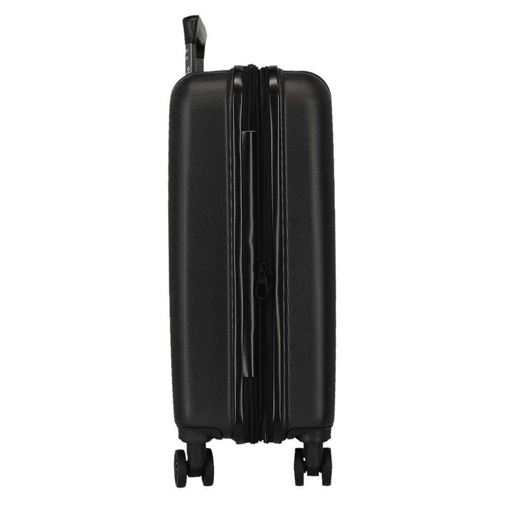 Joumma Disney Mickey Waiting Maleta de Cabina Negro 40x55x20 cms rígida 2,8 kgs Cierre TSA Integrado ABS 2,8 kgs 37L Extensible Equipaje de Mano