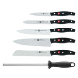 ZWILLING Bloque de cuchillos, 7 piezas, Bloque de bambú, Cuchillos con mango especial de acero inoxidable/plástico, Twin Pollux