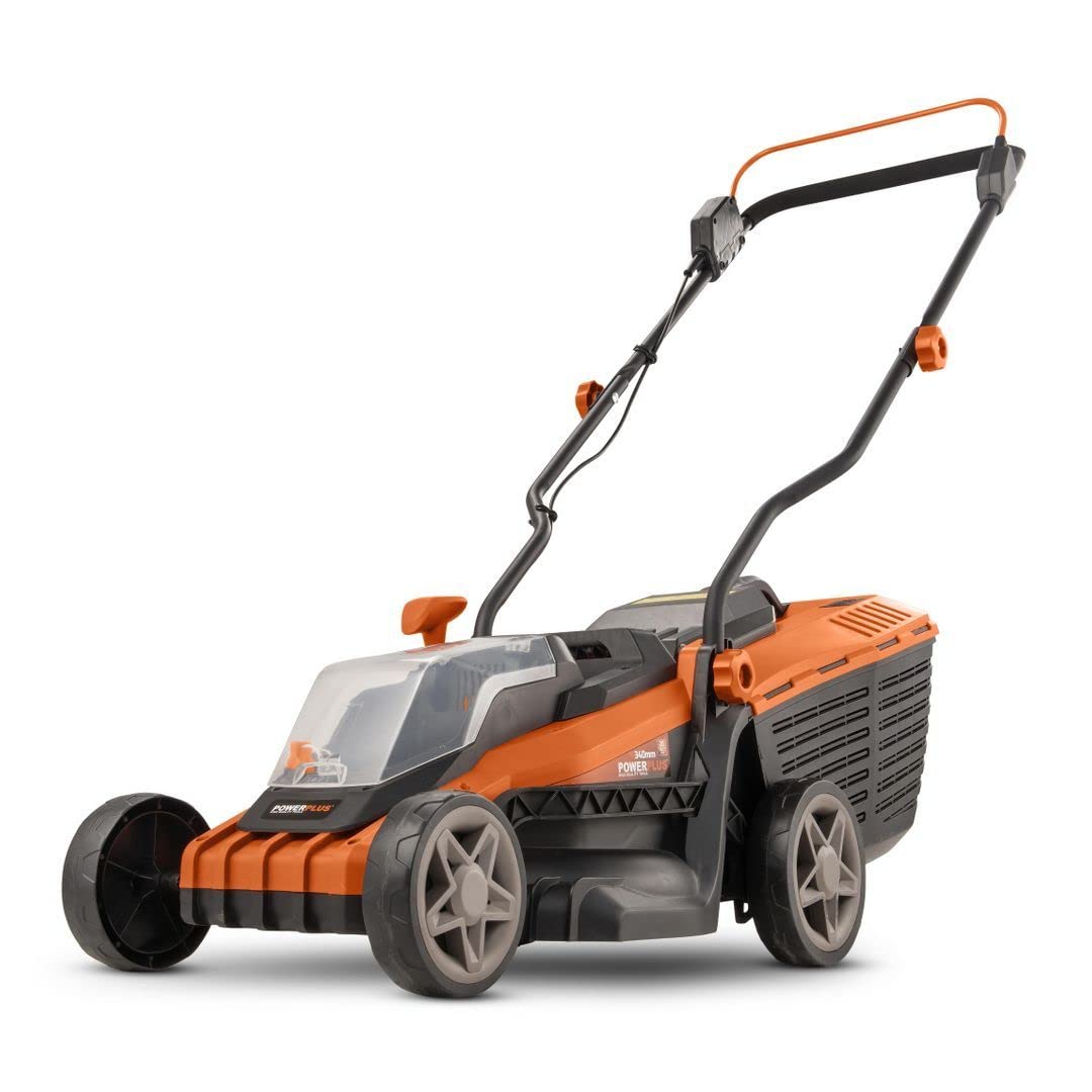 POWDPG75561-20 V - Cortacésped con batería de doble potencia (340 mm de diámetro, sin batería ni cargador, con soporte de césped y descarga trasera)