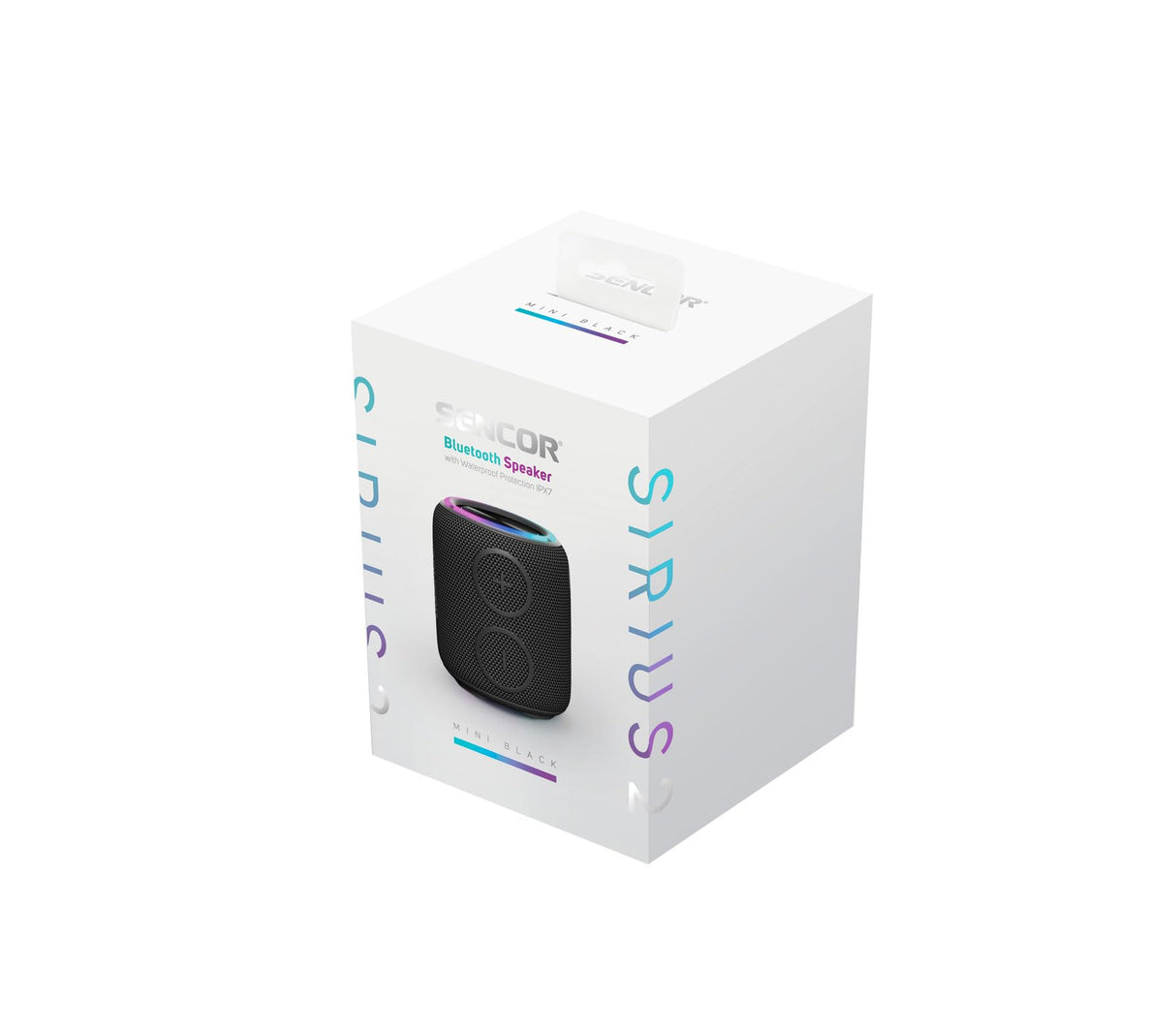SENCOR Sirius 2 Mini Black, Altavoz Bluetooth 16W, IPX7 Resistente al Agua, 360° Sonido, LED Multicolor, Negro