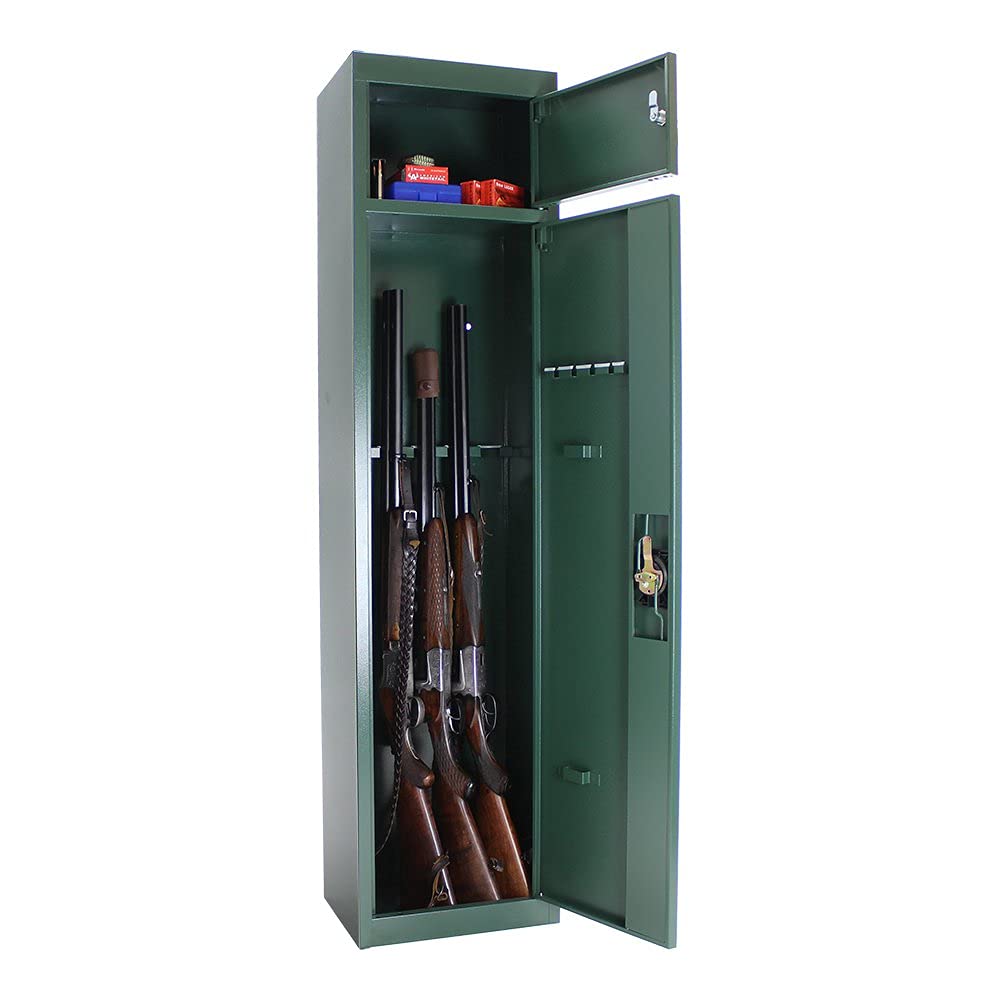 Armero HDW-5C de HomeDesign, Cerradura de cilindro, Fabricado en de chapa de acero, 2 llaves Compartimento que se puede cerrar por separado, Espacio para 5 armas largas, Soporte para arma