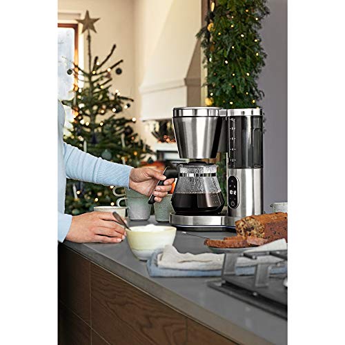WMF Lumero Cafetera de filtro con jarra de cristal, café de filtro, 10 tazas, función temporizador, placa calentadora, cafetera con depósito de agua extraíble, apagado automático, 1000 W