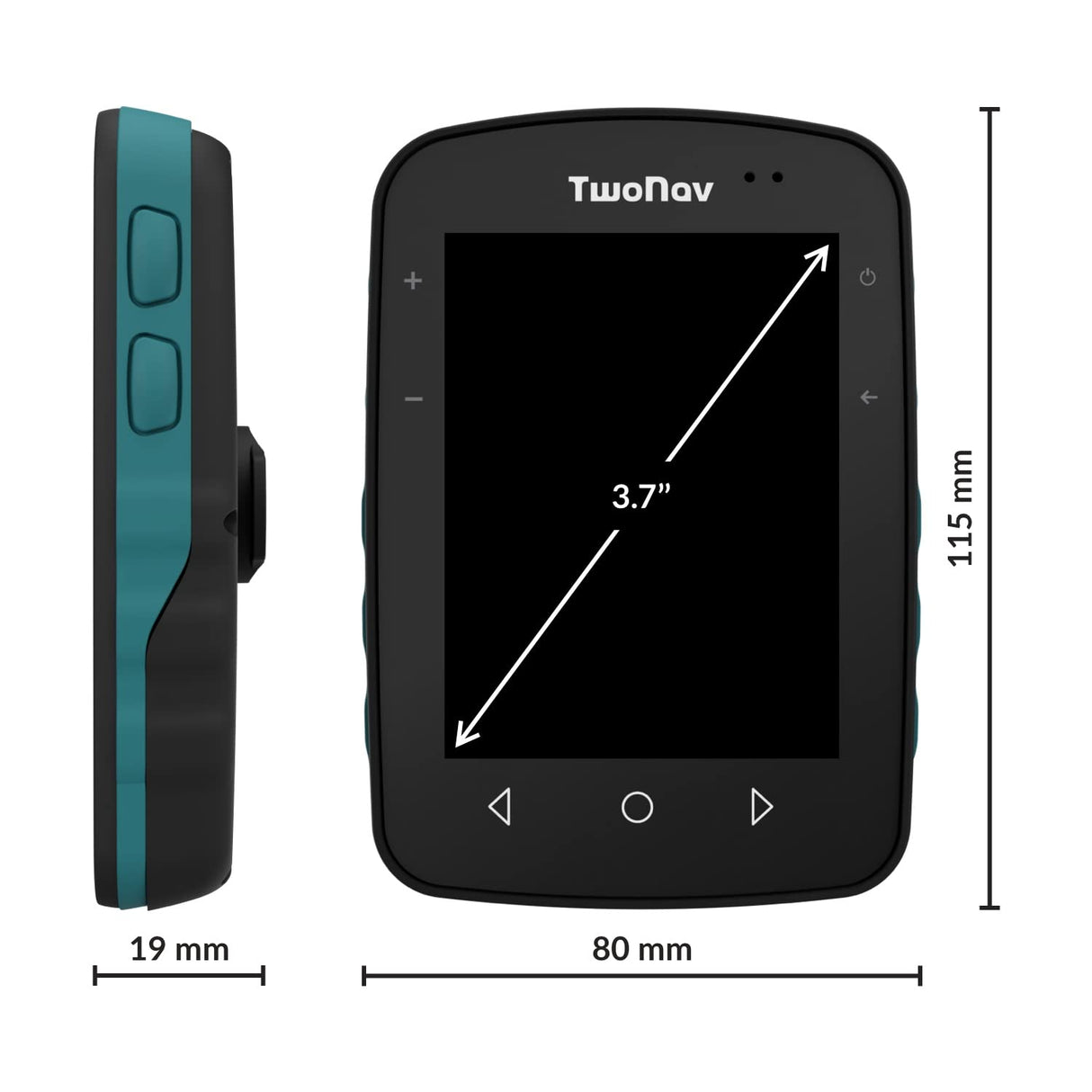 TwoNav Terra + Pulsómetro, GPS con Pantalla Amplia 3.7 Pulgadas para montaña, Senderismo, MTB, Bicicleta con mapas incluidos Mejor GPS MTB del 2023 según World of MTB,Turquesa