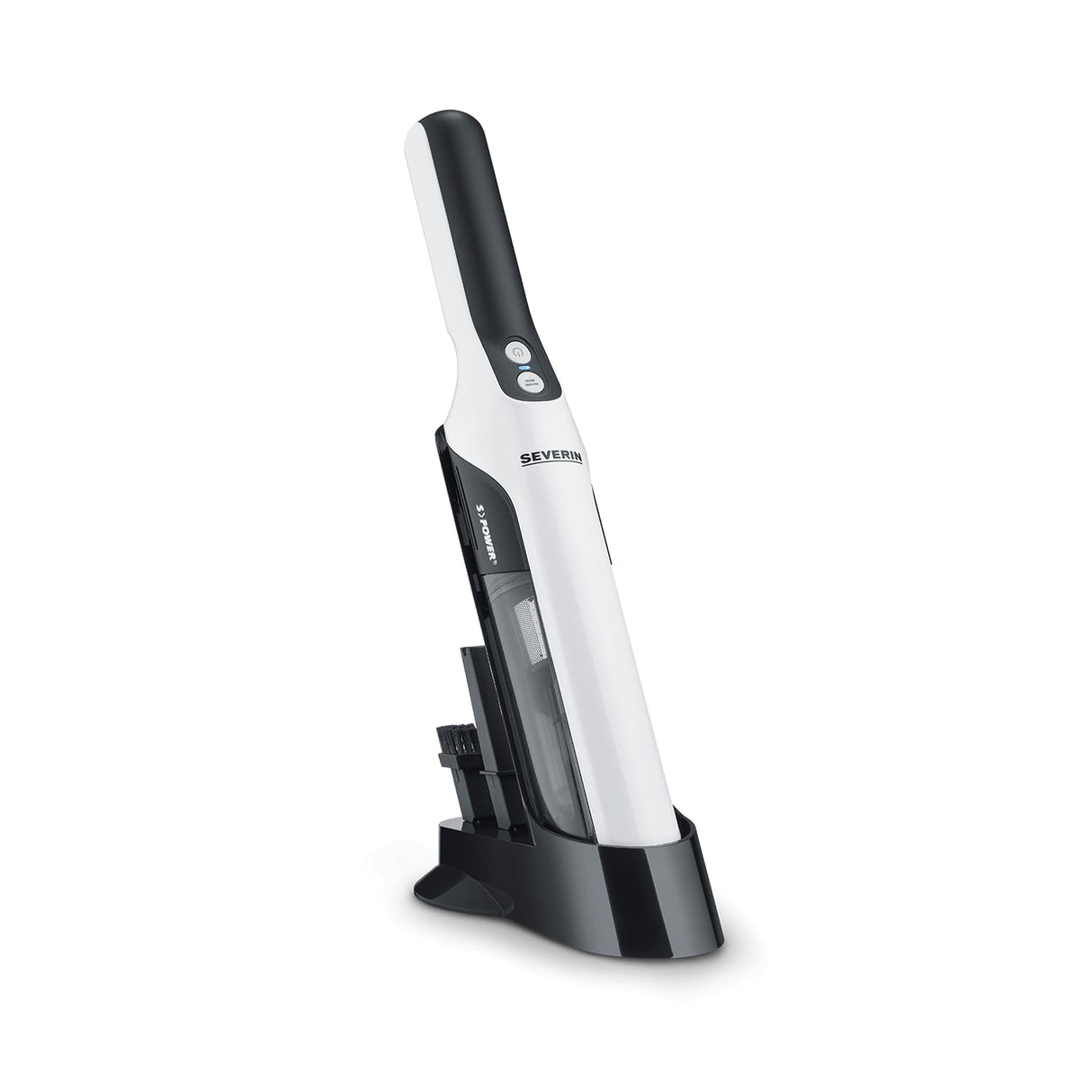 SEVERIN Aspiradora de mano sin cable, aspirador silencioso para pelos con accesorio para muebles y teclados, aspirador pequeño con batería hasta 30 min, blanco/negro mate, HV 7140