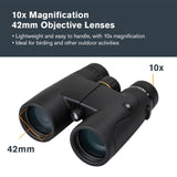 Celestron 72323 Nature DX 10x42: prismáticos para Exteriores y para observar Aves, con Revestimiento múltiple Completo y prismas BaK-4, Carcasa revestida de Goma y Resistente al Agua y el vaho