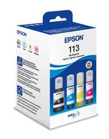 Epson Botellas de Tinta Originales EcoTank de la Serie 113 Colores Cian, Magenta, Amarillo y Negro