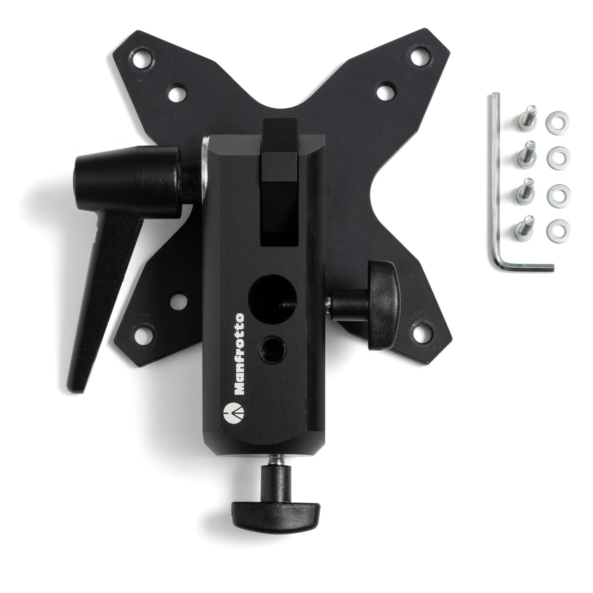 Manfrotto TetherGear Soporte de Monitor VESA-Pantallas-TV-Accesorio Soporte Iluminación-Carga 30 kg -Orificio Roscado 3/8”-Adaptador Hembra 16 mm-Compatibilidad VESA 75 x 75 y 100 x 100 mm-MLTSA1001B