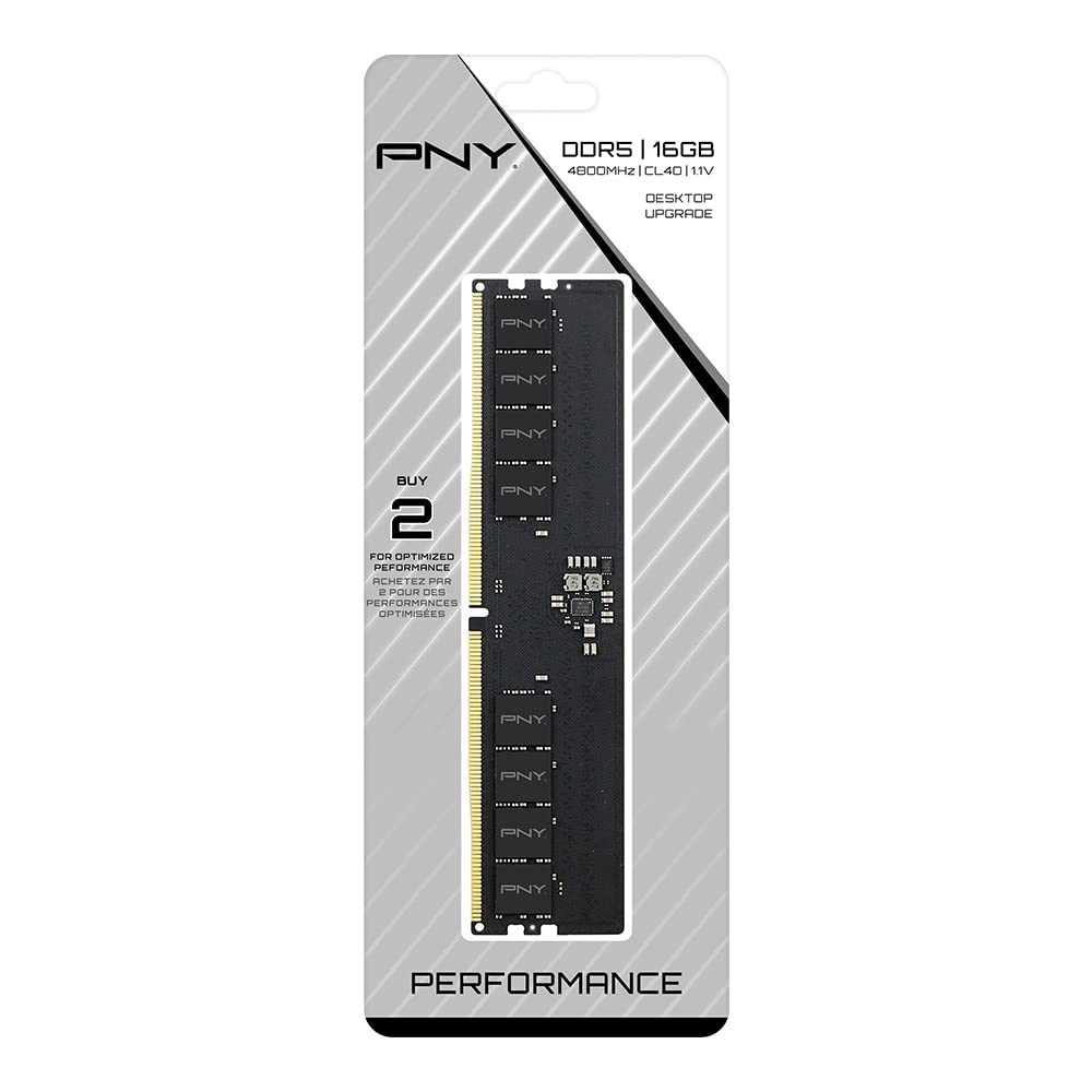 PNY Performance DDR5 16GB 4800 MHz DIMM MODULO DE Memoria RAM para Ordenador DE Mesa CL40 1.1V