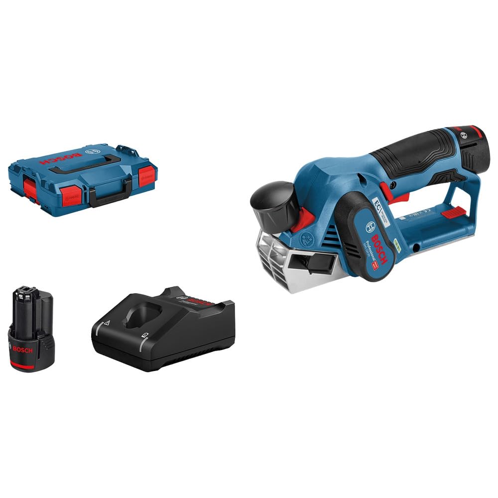 Bosch Professional 12V System GHO 12V-20 - Cepillo a batería (14500 rpm, profundidad hasta 2 mm, 2 baterías x 3,0 Ah, en L-BOXX)