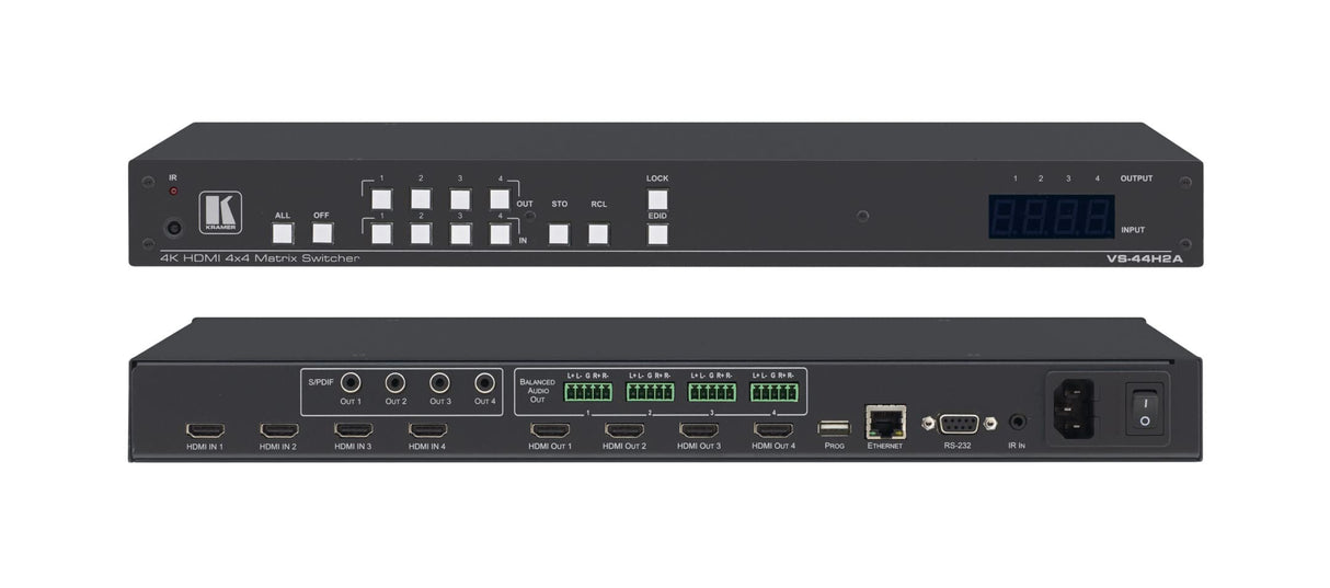 KRAMER/CONMUTADOR 4X4 / 4K HDR/Matrix SWITCHER with Audio DE-EMBEDDING/VS-44H2A