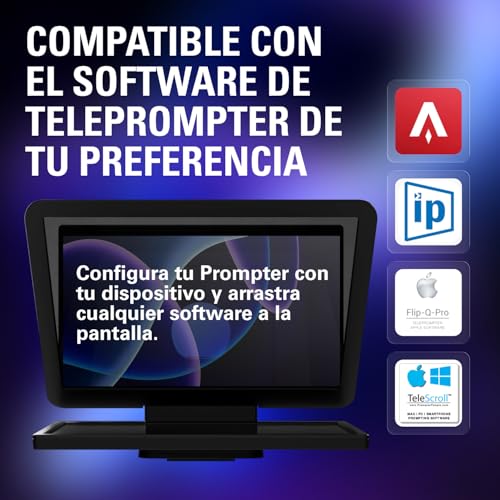 Elgato Prompter XL - Teleprompter Profesional con Pantalla Desmontable, Monitor videoconferencia, para cámaras DSLR, mirrorless, Studio - conexión USB‑C 3.2, para PC & Mac
