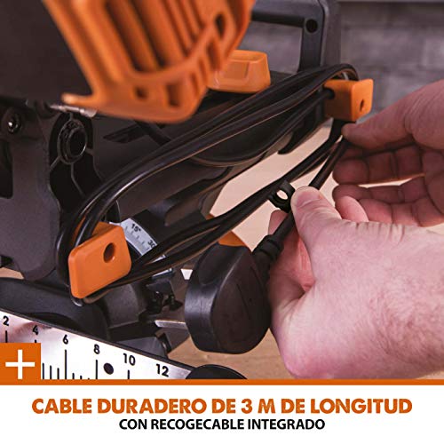 Evolution Power Tools - R210SMS-300+ Ingletadora deslizante multimaterial de 210 mm (230 V), con paquete plus, Corta acero dulce, aluminio, plástico, madera con clavos incrustados