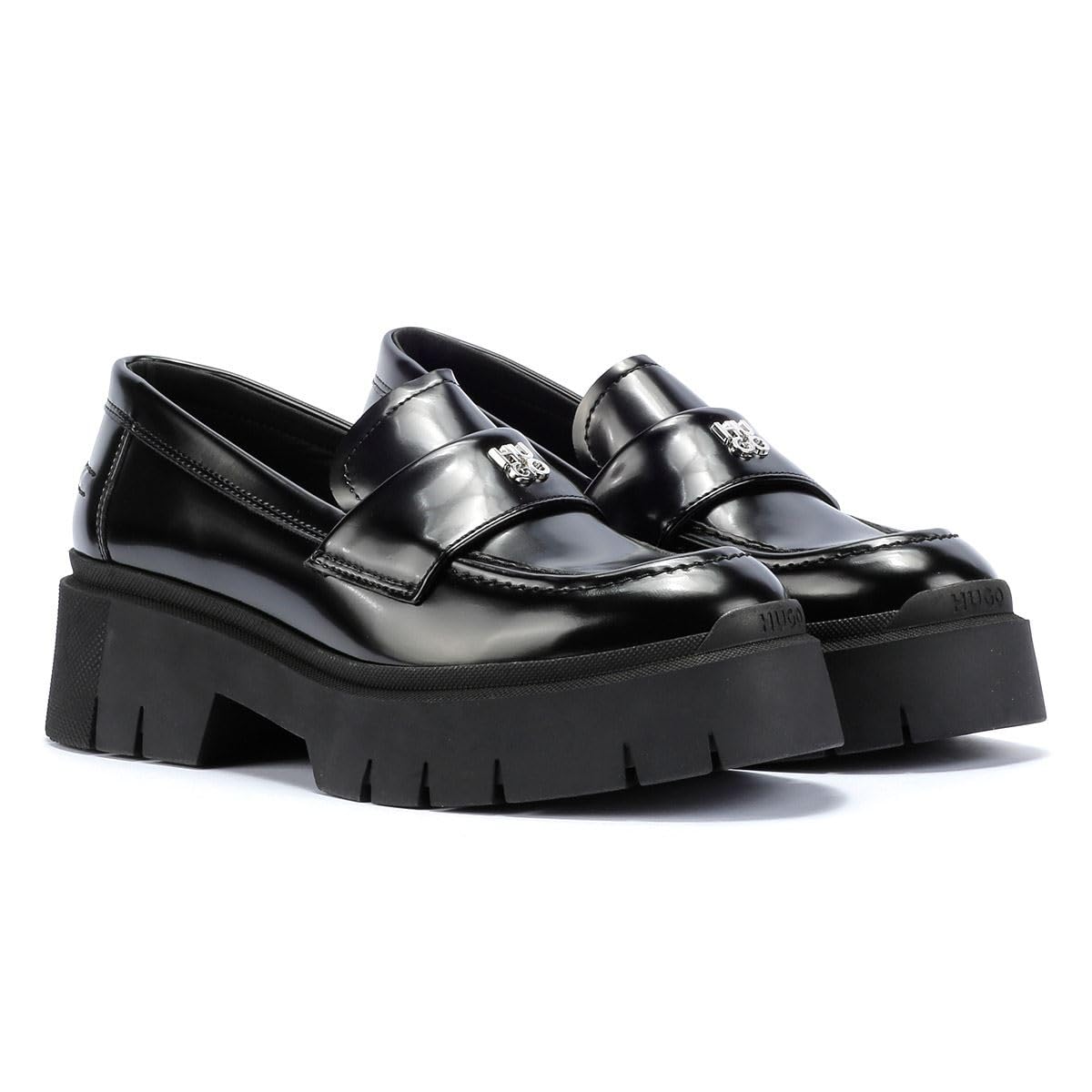 HUGO Kris_Loafer_BRPU, Mocasines Planos Mujer, Black, 41 EU
