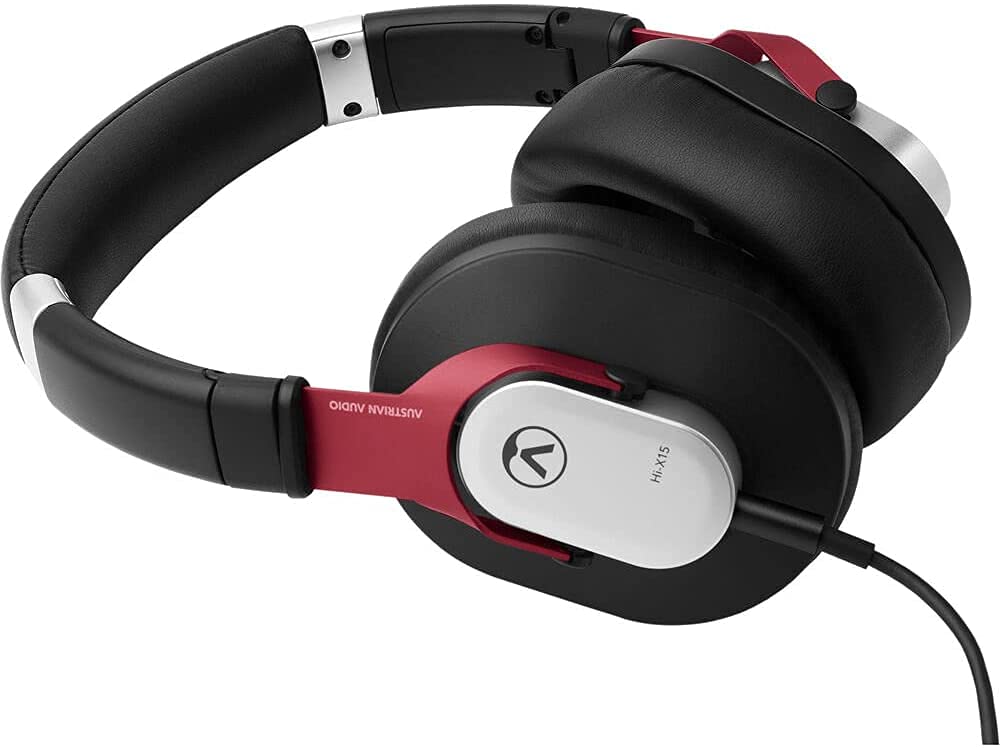 Austrian Audio Hi-X15, auriculares profesionales para estudios de grabación, salas de ensayo o uso diario (circumaurales, almohadillas de espuma con memoria, conector jack de 3,5 mm), negro/rojo