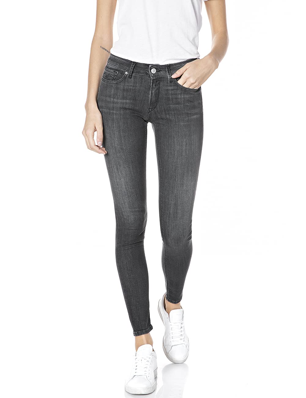 REPLAY Luzien Powerstretch Denim Jeans para Mujer, Negro (098 Black), 31W/30L