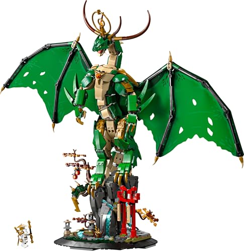 LEGO Ninjago Dragón Guardián - Kit de Maquetas - Figura Articulada de Dragón, Minifigura del Maestro Wu y Base de Exposición con Efecto de Roca - Regalo para Chicos de 14+ Años y Adolescentes 71847