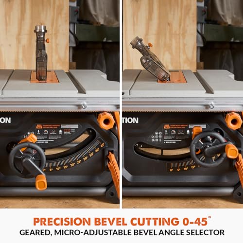 Evolution Power Tools R255TBL+ Sierra De Mesa (Próxima Generación Rage 5-S) Hoja De Corte Multimaterial Incluida Corta Madera Metal Plástico, Bisel 45˚, +/- 60˚ Ángulo De Inglete, 1800w