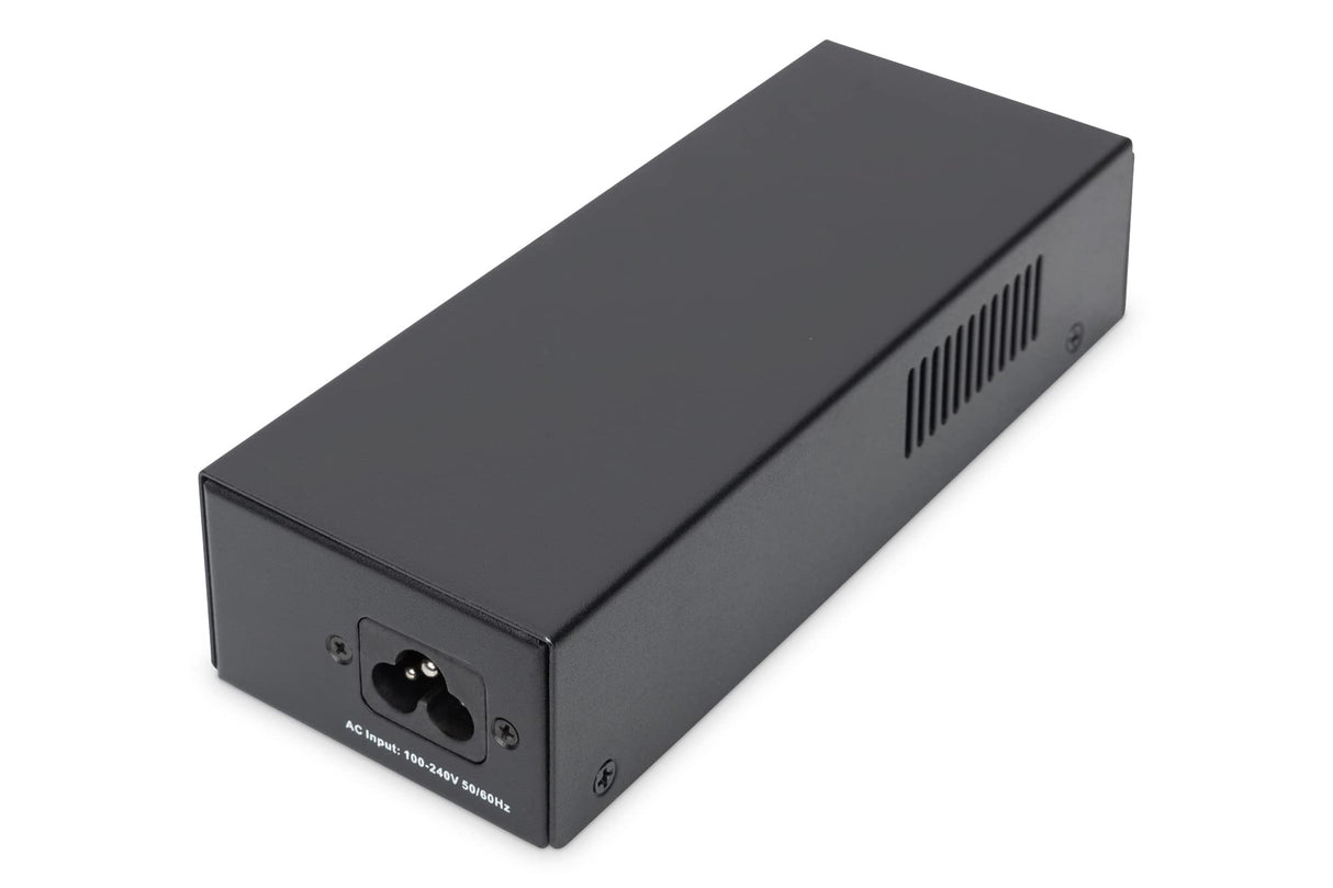 DIGITUS Ethernet PoE++ Inyector - Gigabit - IEEE 802.3bt - 85W presupuesto Power Over Ethernet - Detección automática de Dispositivos PoE - 100m de Alcance - Negro
