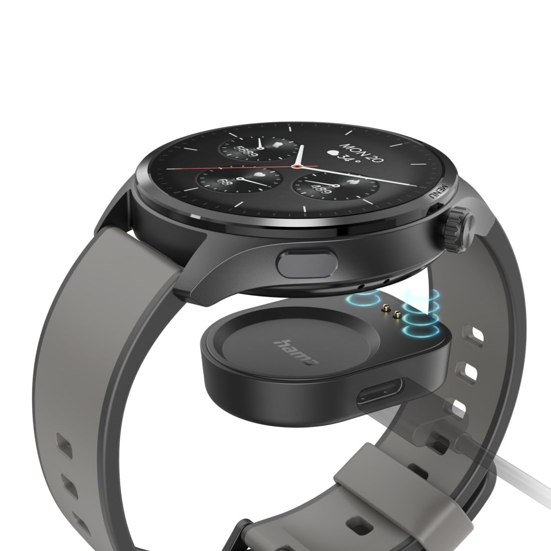 Hama | Reloj Inteligente 1.43" (Smartwatch Resistente al Agua IP68, GPS, Memoria música, análisis sueño, frecuencia Cardiaca, Monitor de hasta 110 Actividades) Negro