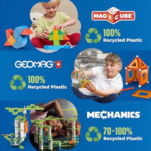 Geomag Classic Masterbox, Juego de Bloques de Construcción Magnéticos para Niños, Juguete Magnético, Colección Verde de Plástico 100% Reciclado, Edad 3-99 Años, 388 Piezas