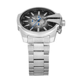 Diesel Reloj Mega Chief Slim para Hombre, Movimiento cronógrafo con Correa de Acero Inoxidable, Tono Plateado y Negro
