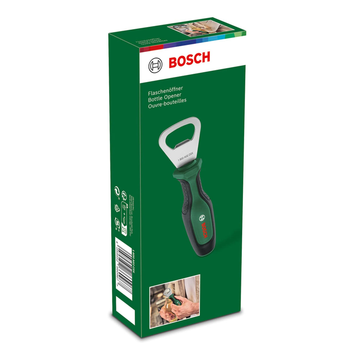 Bosch Home and Garden Abrebotellas, Resistente y Duradero para el Taller, el Cuarto de Bricolaje o la Cocina, Ergonómica Empuñadura de Destornillador