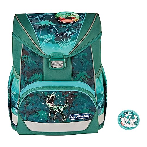 herlitz Equipaje unisex ultraligero Plus para niños (paquete de 1), Green Rex, Kindergepäck, Mochila escolar