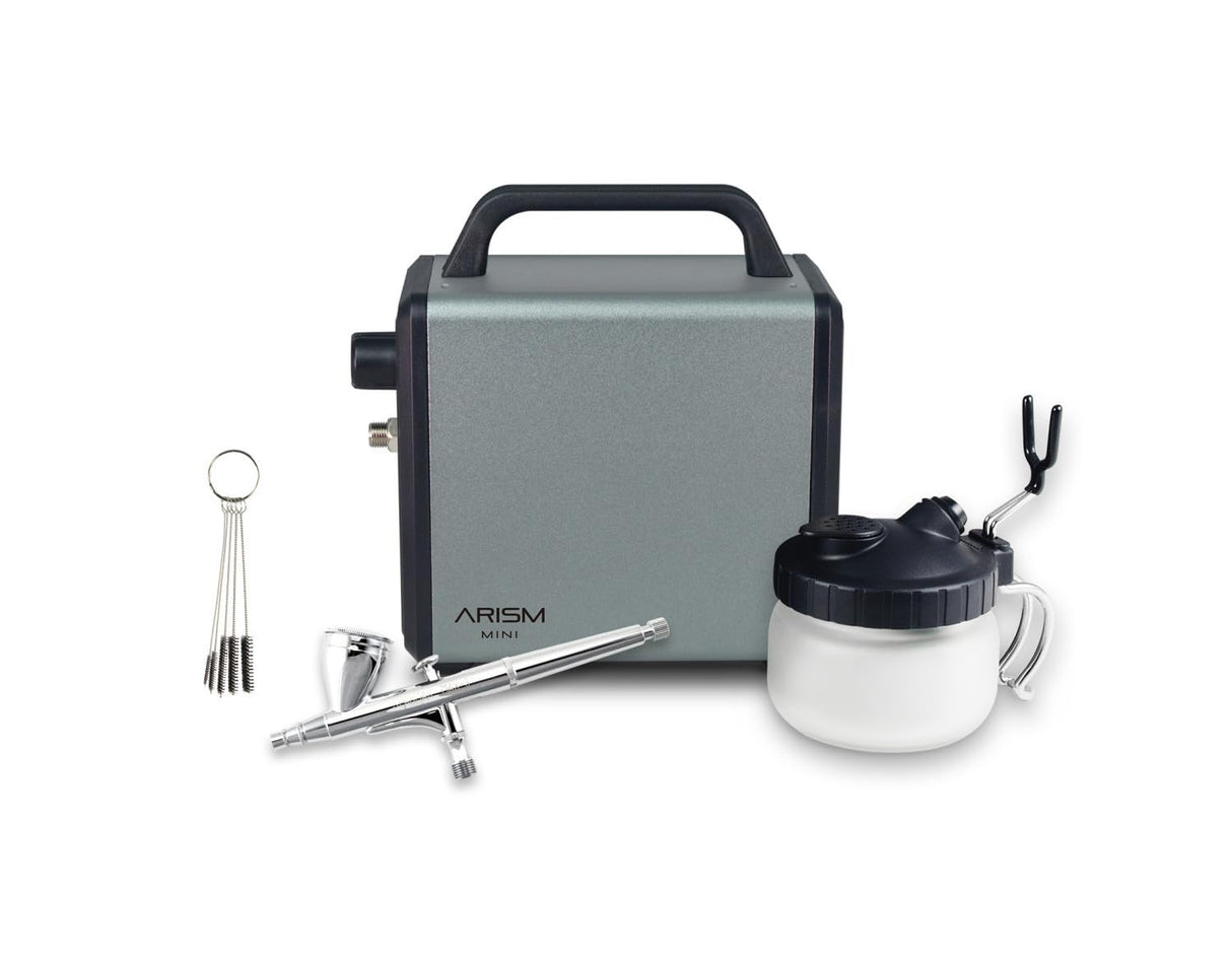 SPARMAX Aérographe MAX-3 + Compresseur ARISM Mini + Station de nettoyage SCP-700 + 5 brosses Kit aerografía, Otro Material, Cromado, Taille de l'aiguille : 0,30 mm