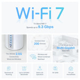 TP-Link Deco BE65(3-Pack) - BE9300 Wi-Fi 7 Mesh WLAN Set (Paquete de 3), Tribanda 5760 Mbit/s (6 GHz) + 2880 Mbit/s (5 GHz) + 574 Mbit/s (2,4 GHz), 6 transmisiones, 4 Puertos 2.5G, 1 USB 3.0