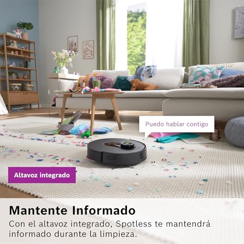 Bosch - Robot Aspirador Spotless MAX, BCRDW3B, aspira y friega, Potencia 11.000 Pa, Almohadillas giratorias, estación Seca-húmeda, Visión Inteligente luz estructurada, Bosch Home Connect App, Negro