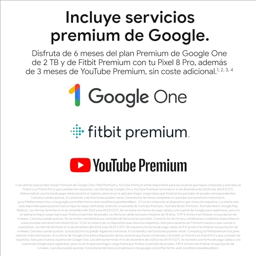 Google Pixel 8 Pro -Smartphone Android libre con lente teleobjetivo, batería con autonomía de 24 horas y pantalla Super Actua - Obsidiana, 256GB
