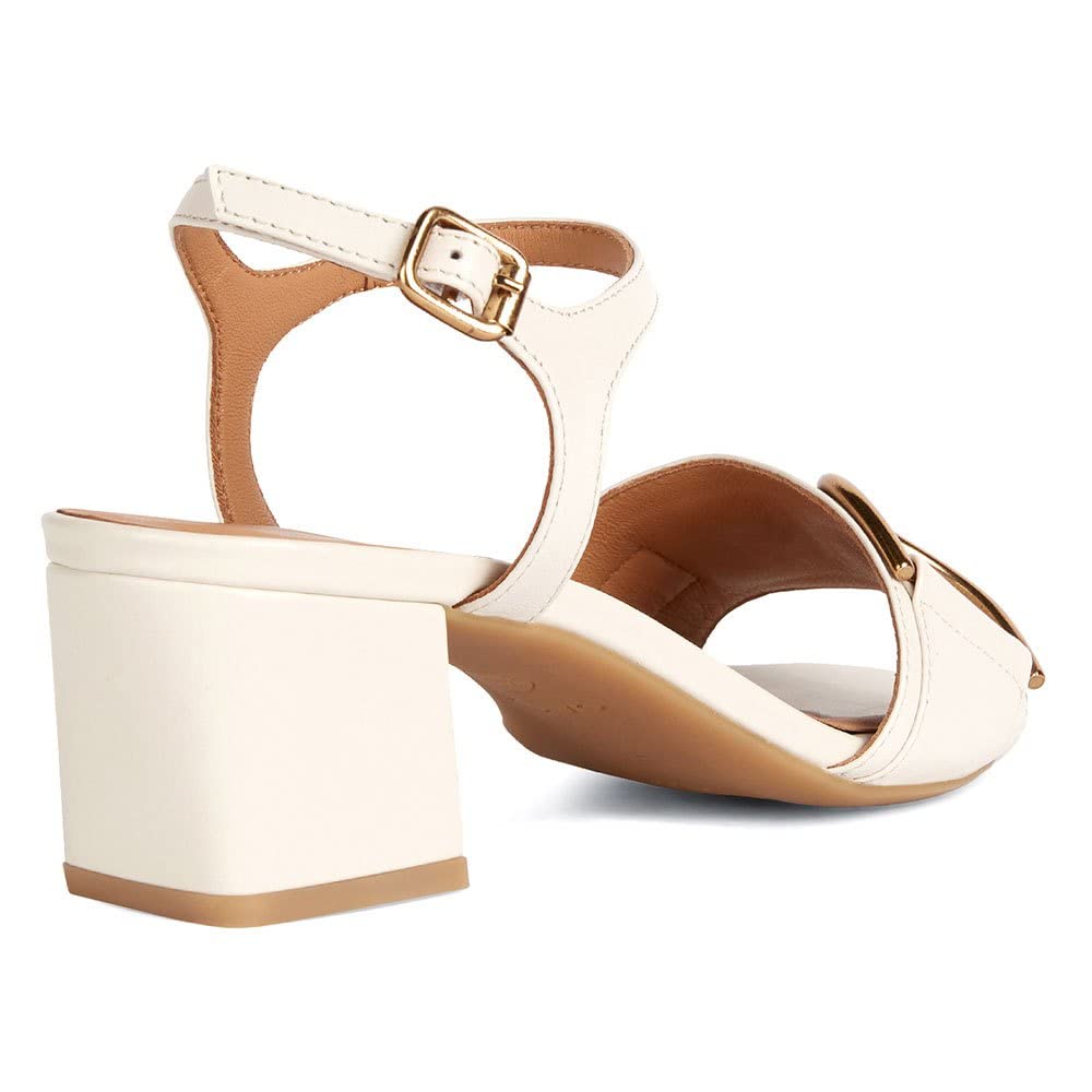 Geox D New Eraklia 50, Sandalias Mujer, Blanco Crudo, 40 EU