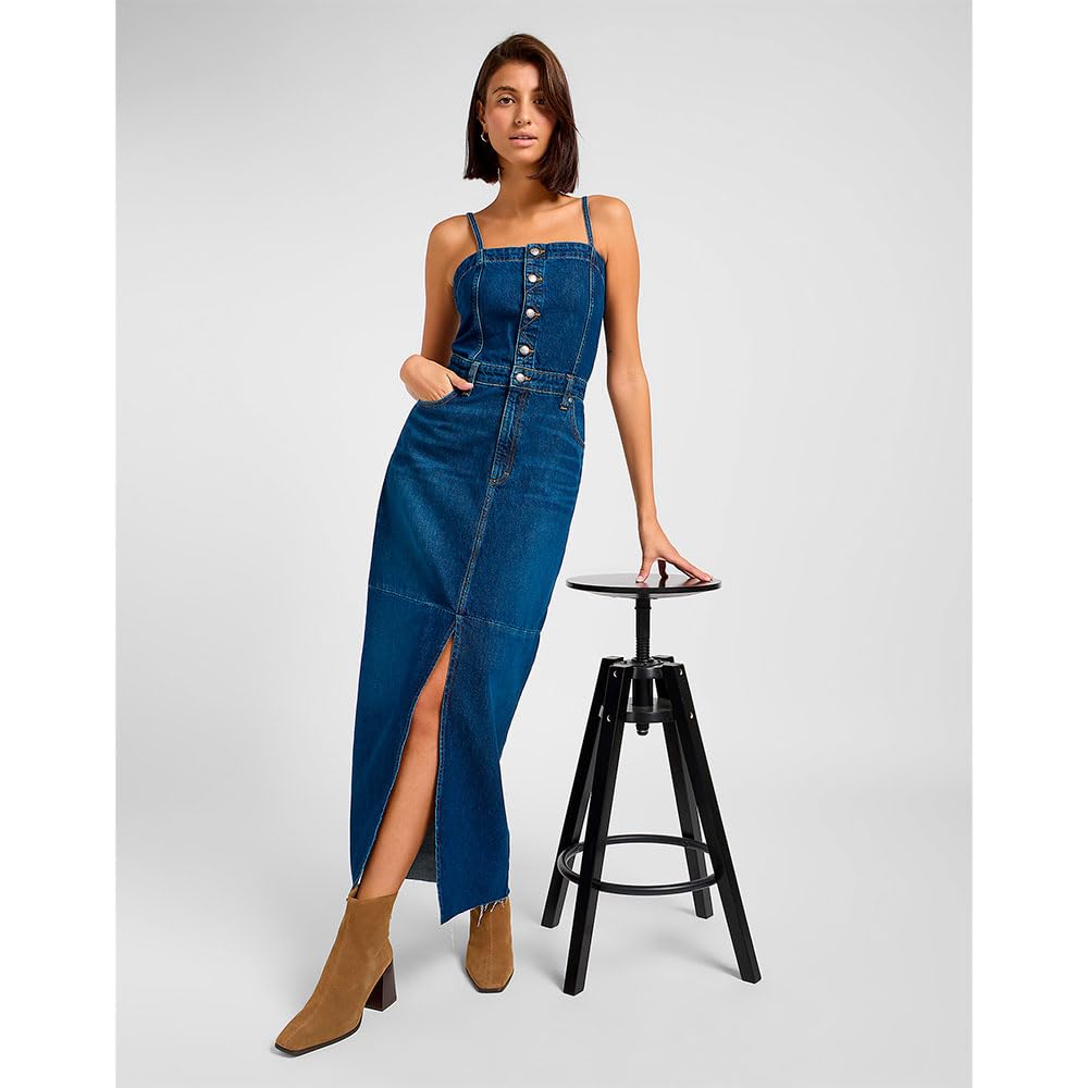 Lee Maxi Denim Dress Vestido Informal, Dark Fusion, XS Mujeres
