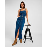 Lee Maxi Denim Dress Vestido Informal, Dark Fusion, XS Mujeres