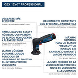 Bosch Professional 12V System lijadora orbital excéntrica a batería GEX 12V-77 (incl. plato de caucho montado con cierre por contacto de 77 mm, llave)