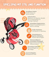 Bayer Chic 2000 - Cochecito para muñecas Linus, 3 en 1 para niños de 4 a 8 años, Juego de Cochecito para muñecas, Vaqueros Grises