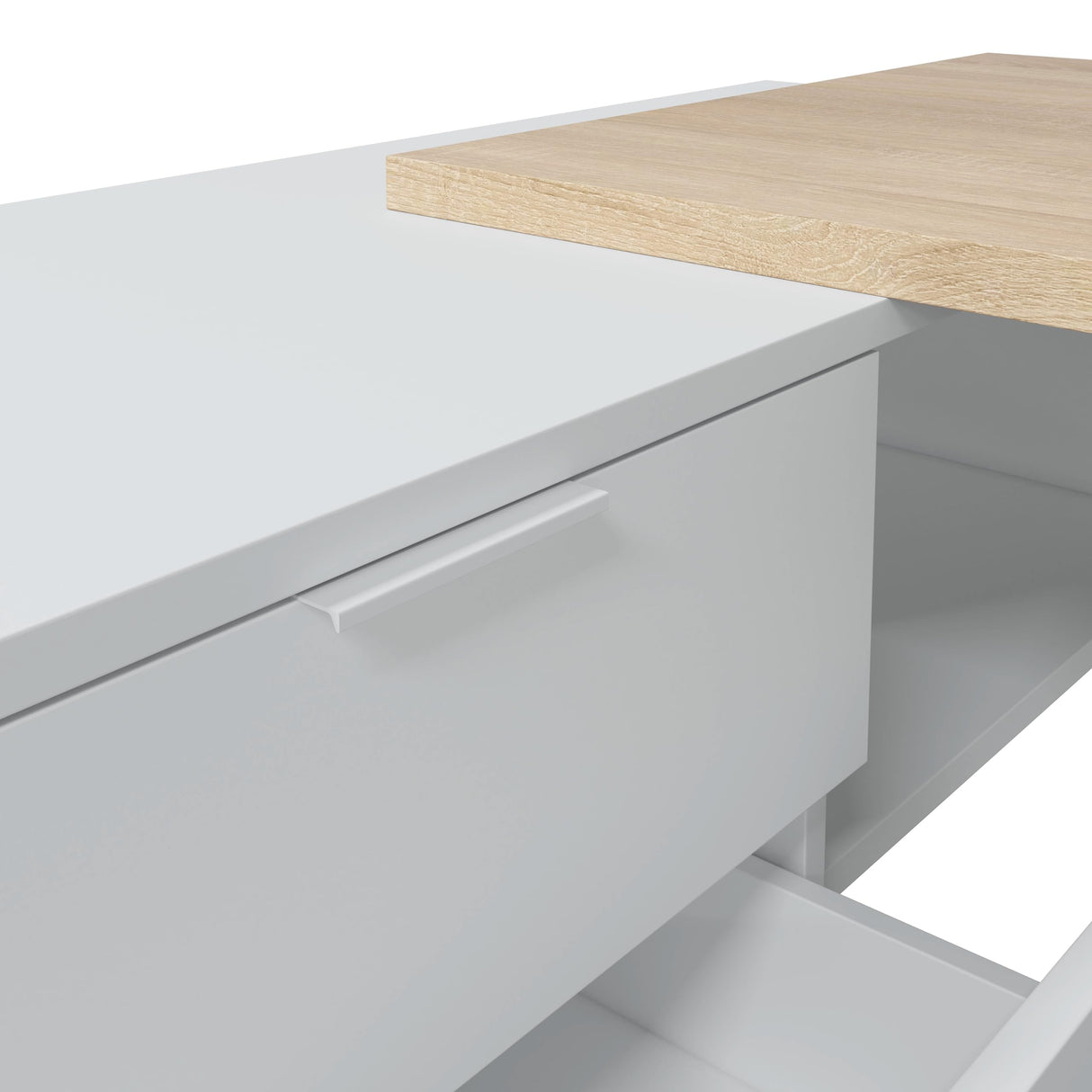 Habitdesign Escritorio con Cajonera, Mesa de Oficina, Modelo Office BUC, Acabado en Blanco Artik y Roble Cananadian, Medidas: 145 cm (Largo) x 102 cm (Fondo) x 73 cm (Alto)