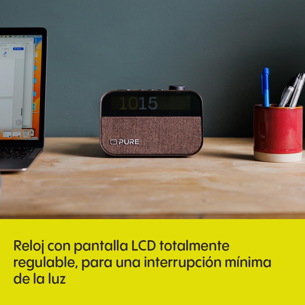 Pure Radio Reloj, luz de Despertador, Altavoz BT, Negro, Cargador inalámbrico