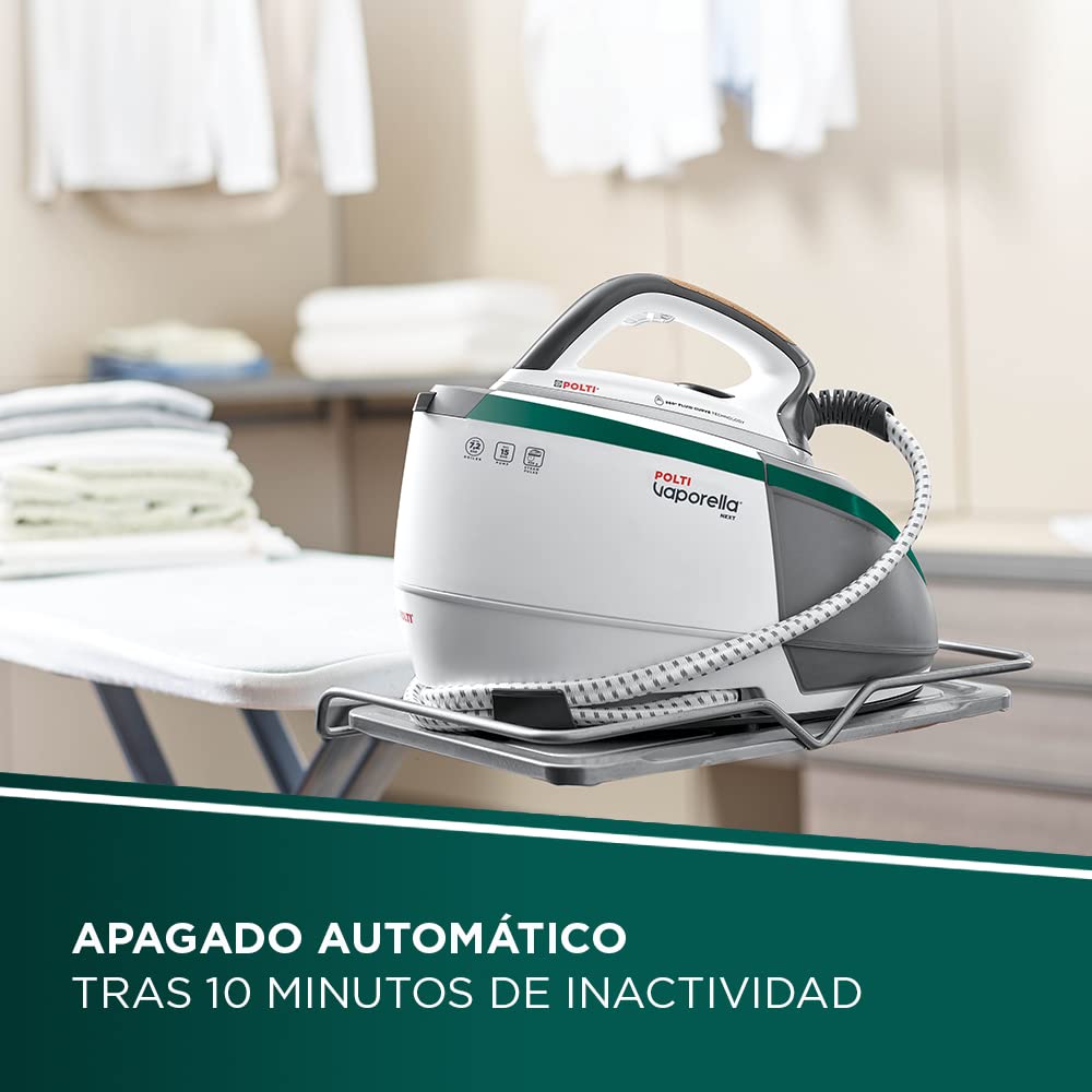 Polti Vaporella Next VN18.65, Centro de Planchado con Caldera de Alta Presión Max 7.2 Bar, Potencia 2200 W, Función Turbo y Eco, Autonomía ilimitada, Depósito 1.3 L, Steam Pulse 450g, Blanco y Verde