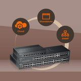 Zyxel Nebula Conmutador PoE+ gestionado de capa 2 Gigabit Ethernet de 24 puertos con margen de 375 vatios y 4 puertos combinados Gigabit y modo de Nube híbrida (Hybrid Cloud) [GS2220-28HP]