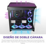 NZXT H9 Flow RGB (2025) – Caja de PC ATX de Torre Media de Gran Flujo de Aire de Doble Cámara – Incluye 1 x Unidad de Ventilador RGB de 420mm y 1 x Ventilador de 120mm – Negro