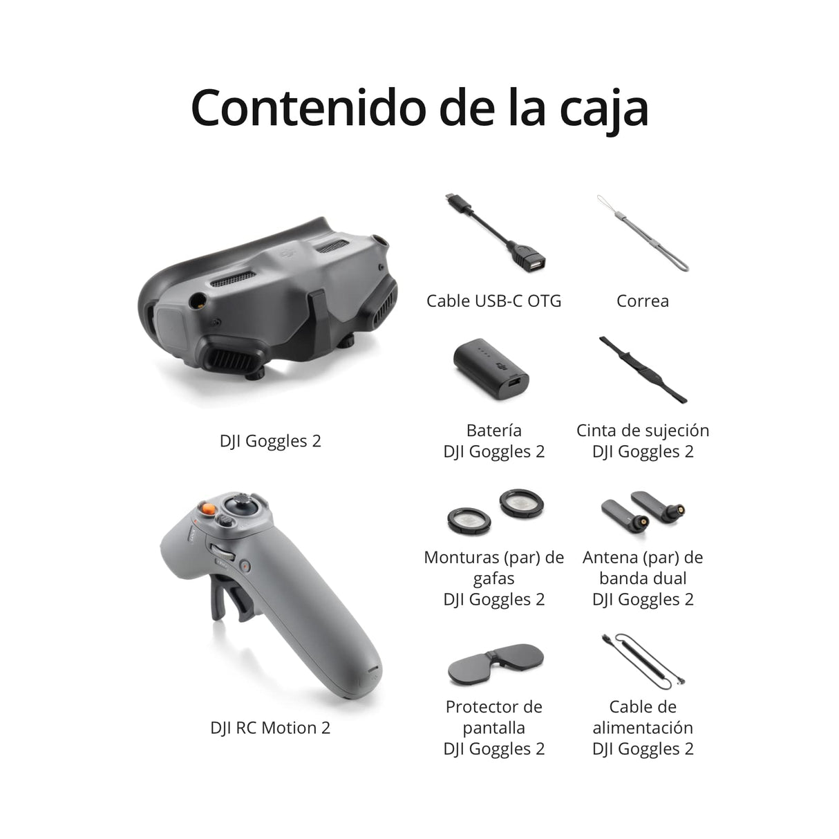 DJI Goggles 2 Pack de Movimiento, Gafas FOV para Dron, Pantallas Micro-OLED, Transmisión O3+ Baja Latencia