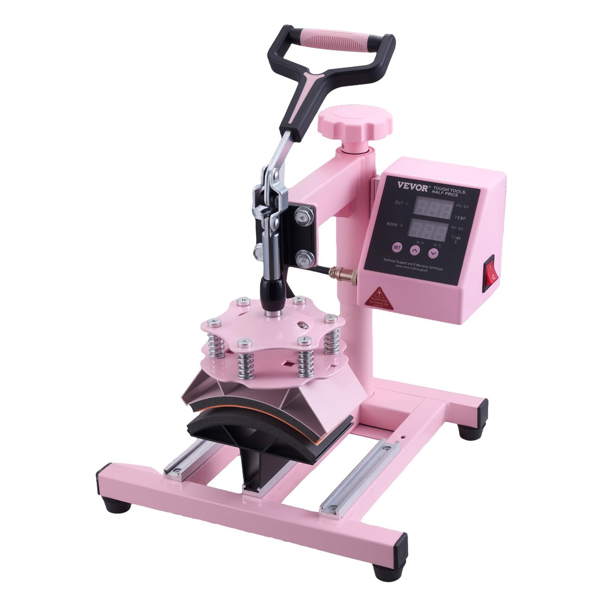VEVOR 8 en 1 Máquina de Prensado por Calor con Prensa de Vaso de 325-887ml, 300 x 380 mm, Prensa Térmico con Giro de 360° con Control Digital Preciso para Camiseta, Taza, Sombrero y Plato, Rosa