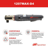 Ingersoll-Rand Llave de Carraca Neumática 1/2" 1207MAX-D4 Alta Torsión 88 Nm Control Máximo Salida Giratoria Herramienta Taller Aire