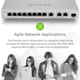 Zyxel Conmutador de 12 puertos Multigigabit Administrado por Web | Switch Gigabit con 3 Puertos de 10 Gbit | 1 puerto SFP+ de 10 Gbit [XGS1250-12]