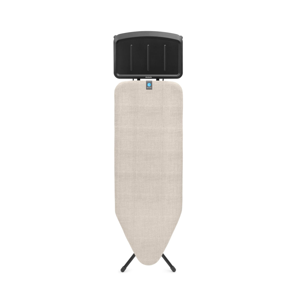 Tabla de planchar Brabantia C, 124x45cm - Denim Grey | 100% algodón Comercio Justo | Tabla de planchar estable y grande | Plegable, altura ajustable, soporte plancha vapor | Cert. Comercio Justo y C2C