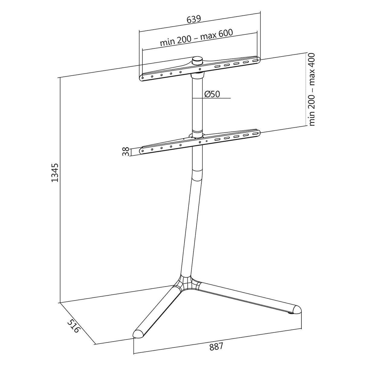 LogiLink BP0079 - Soporte de TV (49-70 Pulgadas), Base en V, Color Negro