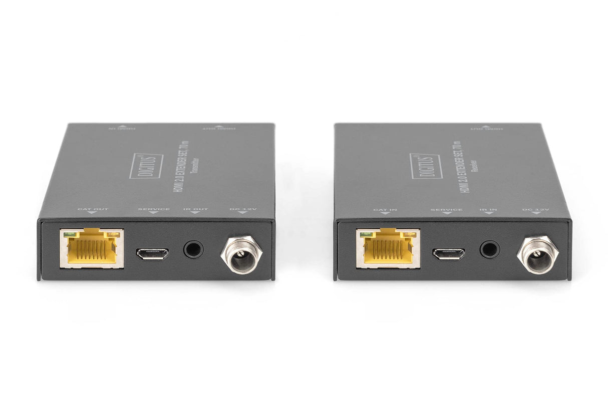 DIGITUS DS-55506 Extensor HDMI - UHD 4K 30 Hz - 70 m Mediante Cable LAN - Set: Transmisor y Receptor - Loop-out, IR Infrarrojos - HDMI 2.0 & HDCP 2.2/1.4